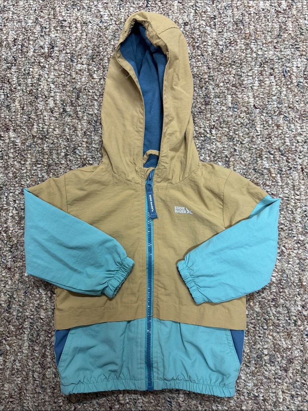 Kids Eddie Bauer Hooded Colorblock Jacket - Mustard & Teal